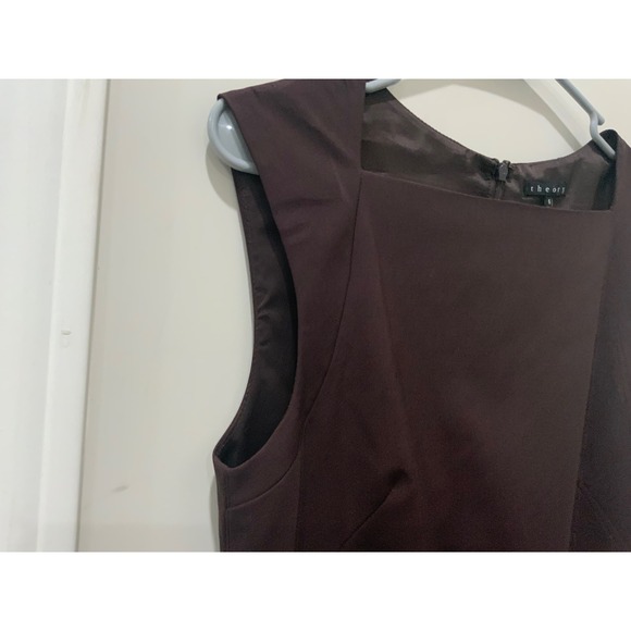 Theory Sleeveless Square Neck Sheath Dress Dark Brown Size 6 - Picture 7 of 9
